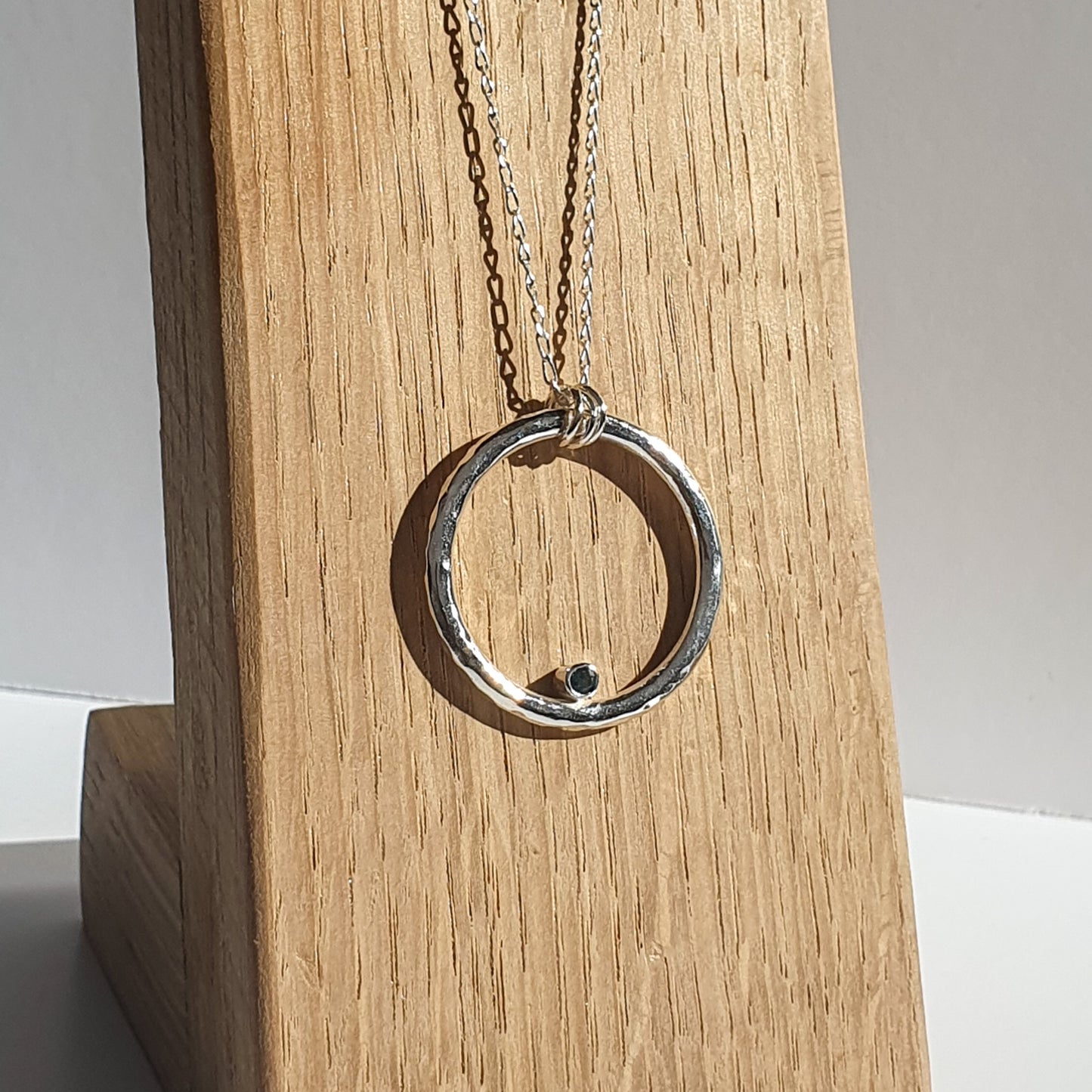Chunky Circle Pendant with a 2.5mm Tube Set London Blue Zirconia