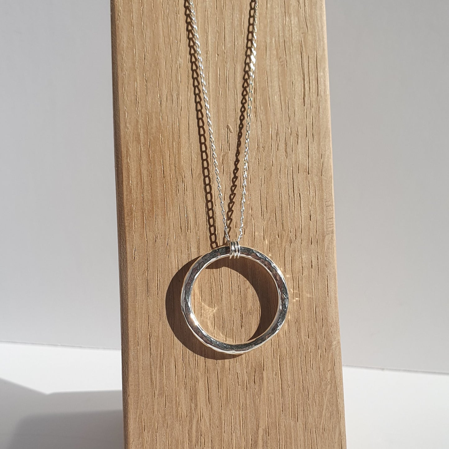 Hammered chunky circle pendant